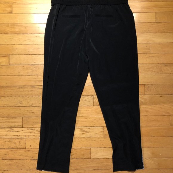 Banana Republic Patterned Drawstring Ankle Pants (SOLID BLACK BACK) - Picture 2 of 12